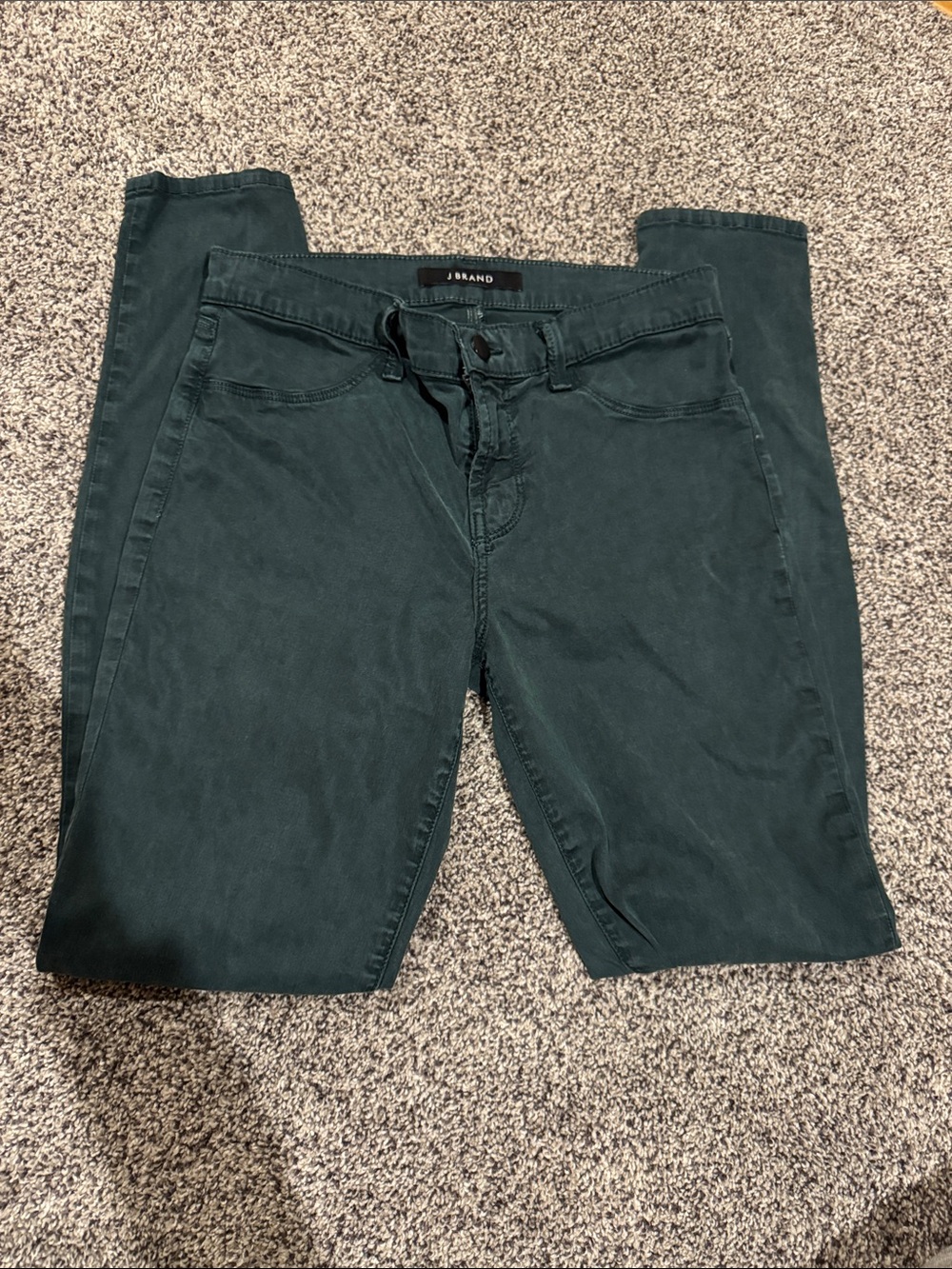 J Brand Skinny Jeans in Dark Teal Green